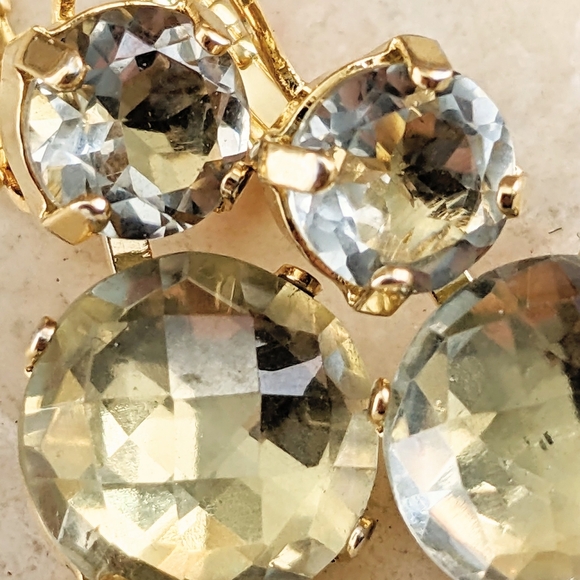 16.6 Total Carats Green Amethyst Prasiolite In 2 Set 18k Gold Plated Earrings - Picture 4 of 5